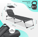 Ligbed - Ligstoel - Zonnebed - Opvouwbaar - Antraciet - KESSER®